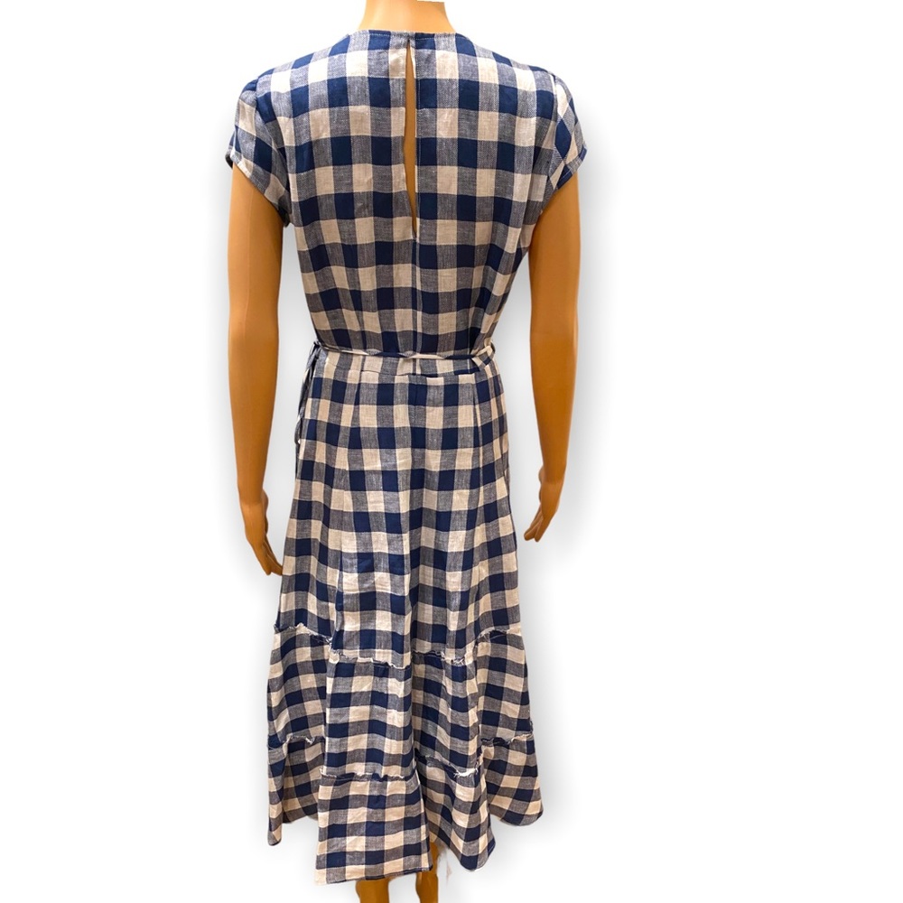 Reformation Navy and White Gingham Midi Wrap Dress - Picture 10 of 11